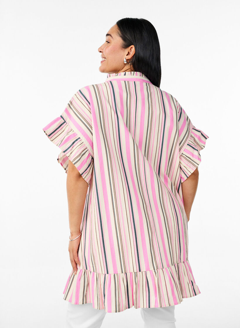 Tunika med V-hals og rysjedetaljer, Vanilje, Model image number 2