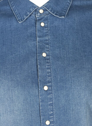 Denimskjorte med puffermer, Blue denim, Packshot image number 2