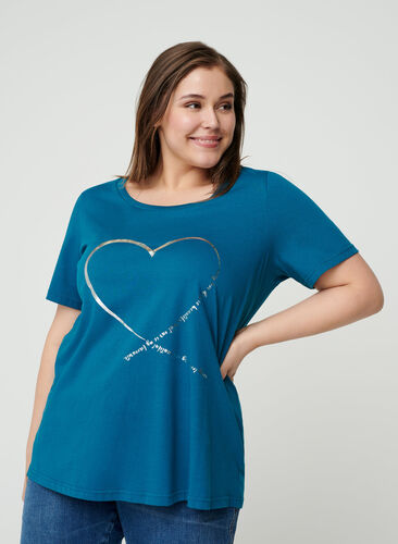 Kortermet t-skjorte med print, Blue Coral, Model image number 0