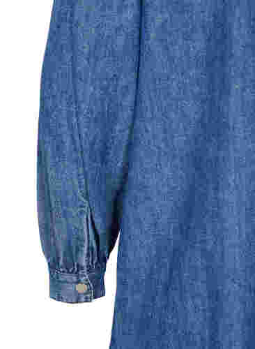 Skjortekjole denim og bomull, Dark blue denim, Packshot image number 3