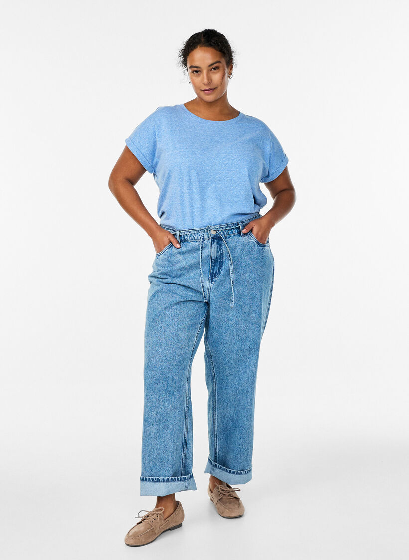 Melert T-skjorte med korte ermer, Bl&aring;, Model image number 1