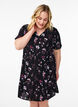 Kort kjole med blomstertrykk, Svart, Model image number 0