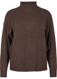 Strikket ullbluse med høy hals, Rain Drum Mel.