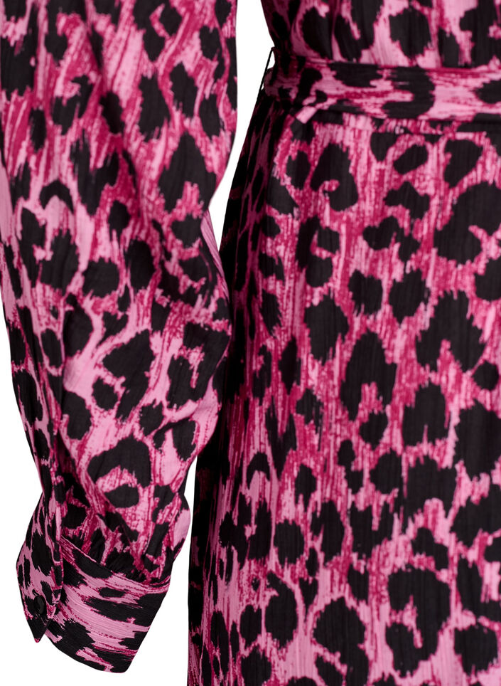 Midikjole med knappelukking og knytebelte, Rosa, Packshot image number 3