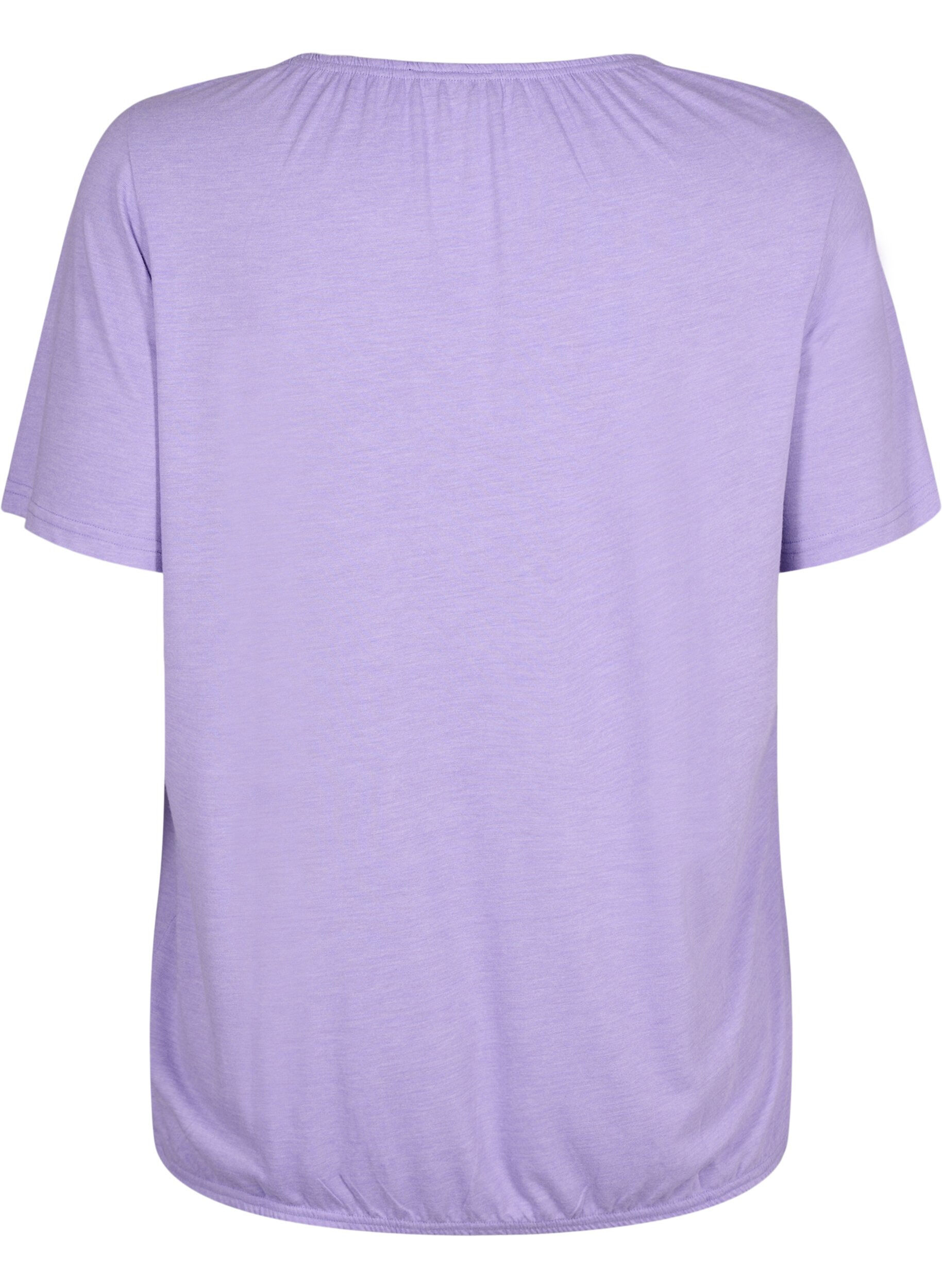 Zizzi Melange Bluse med korte ermer, Violet Tulip Mel., Packshot image number 1