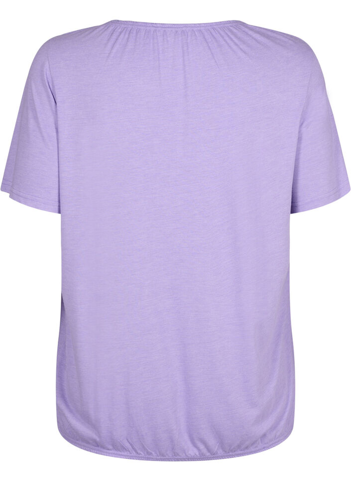 Melange Bluse med korte ermer, Violet Tulip Mel., Packshot image number 1