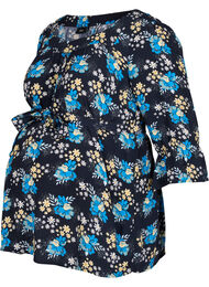 Blomstrete viskosebluse til gravide, Blue Flower AOP