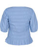 Smockbluse med volangkant og b&aring;thals, Bl&aring;, Packshot image number 1