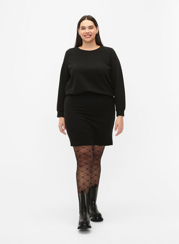 Kort skjørt med tekstur, Black, Model image number 3
