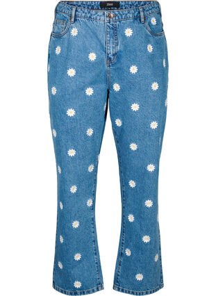 Zizzi Høy midje Gemma jeans med tusenfryd, Blå, Packshot image number 0