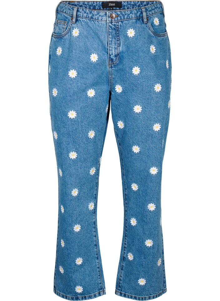 Høy midje Gemma jeans med tusenfryd, Blå, Packshot image number 0