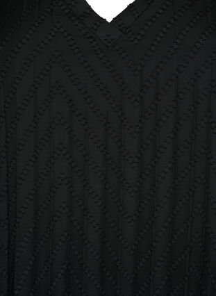 Kjole med korte ermer og struktur, Black, Packshot image number 2