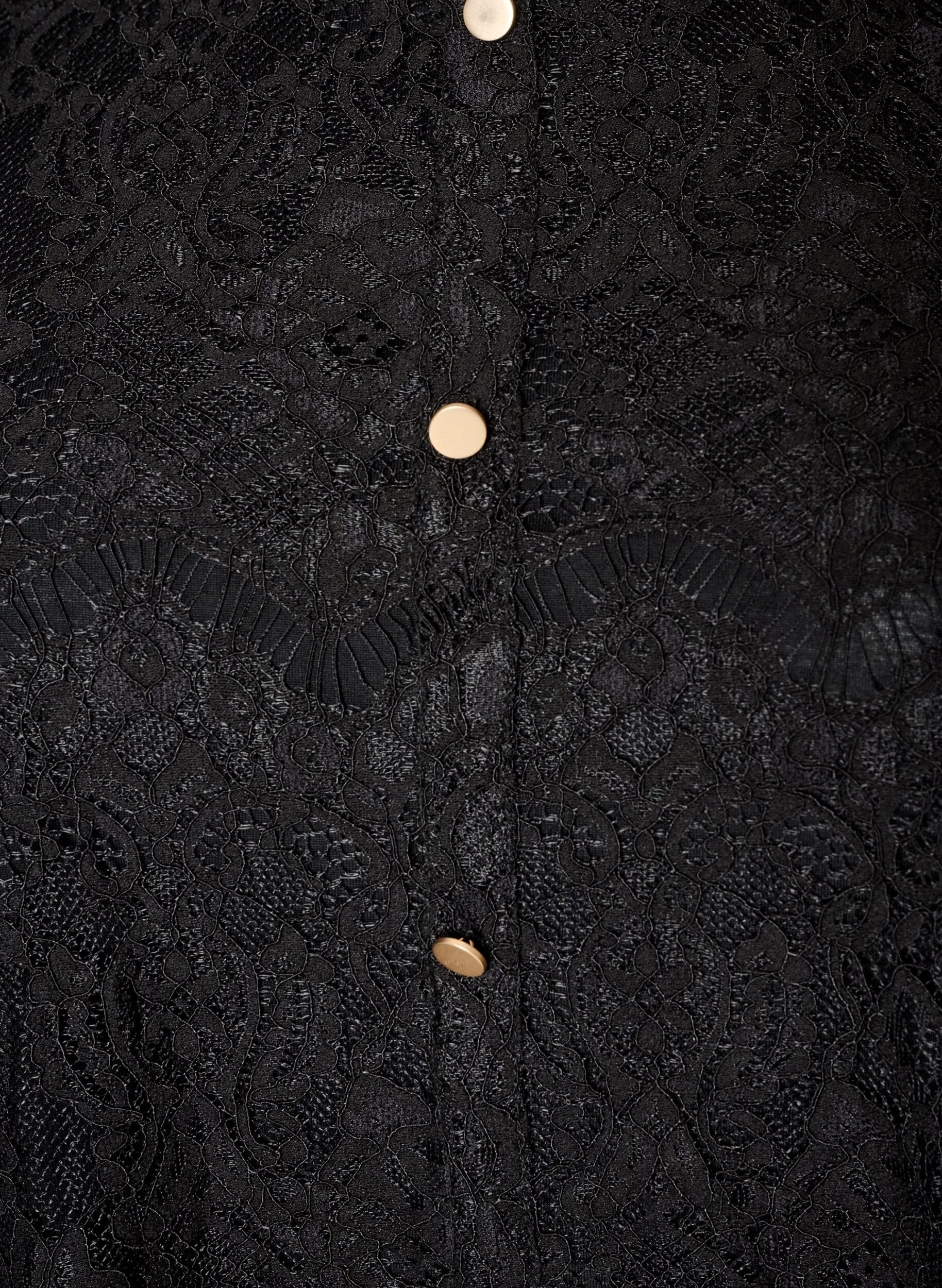 ZizziBluse med blonder og dekorative knapper, Svart, Packshot image number 2