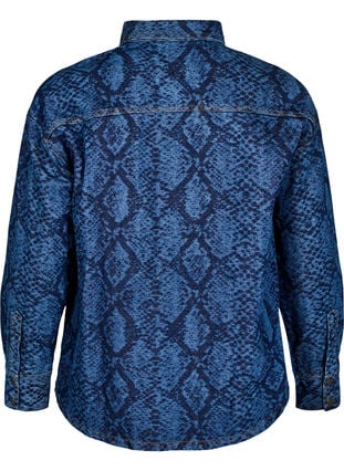 Zizzi Løs denimskjorte med slangetrykk, Denim Snake AOP, Packshot image number 1