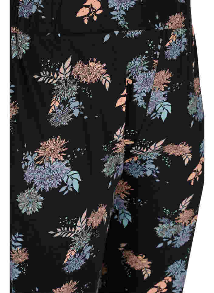 Pysjamasbukser med blomstermønster i bomull, Black Flower AOP, Packshot image number 2