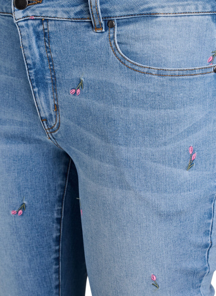 Bootcut jeans med broderte blomster, Blå, Packshot image number 2