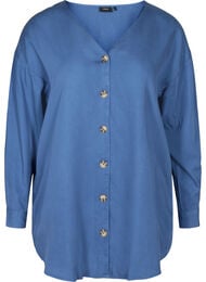 Skjorte i lyocell med v-hals, Blue denim