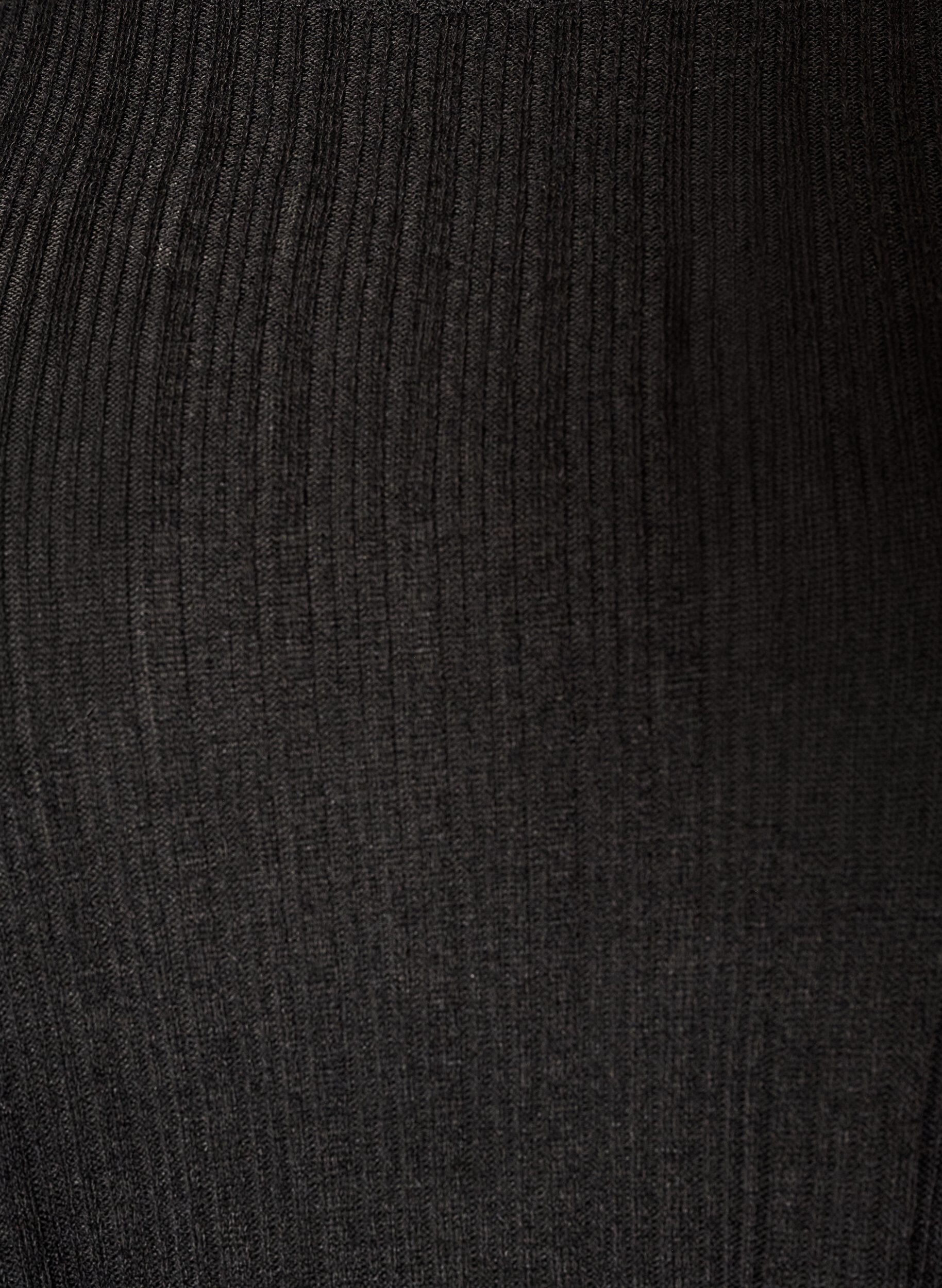 ZizziJerseybluse med ribbestruktur og lange ermer, Svart, Packshot image number 2