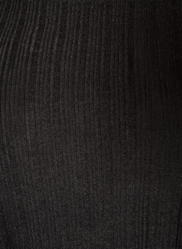 Jerseybluse med ribbestruktur og lange ermer, Svart, Packshot image number 2