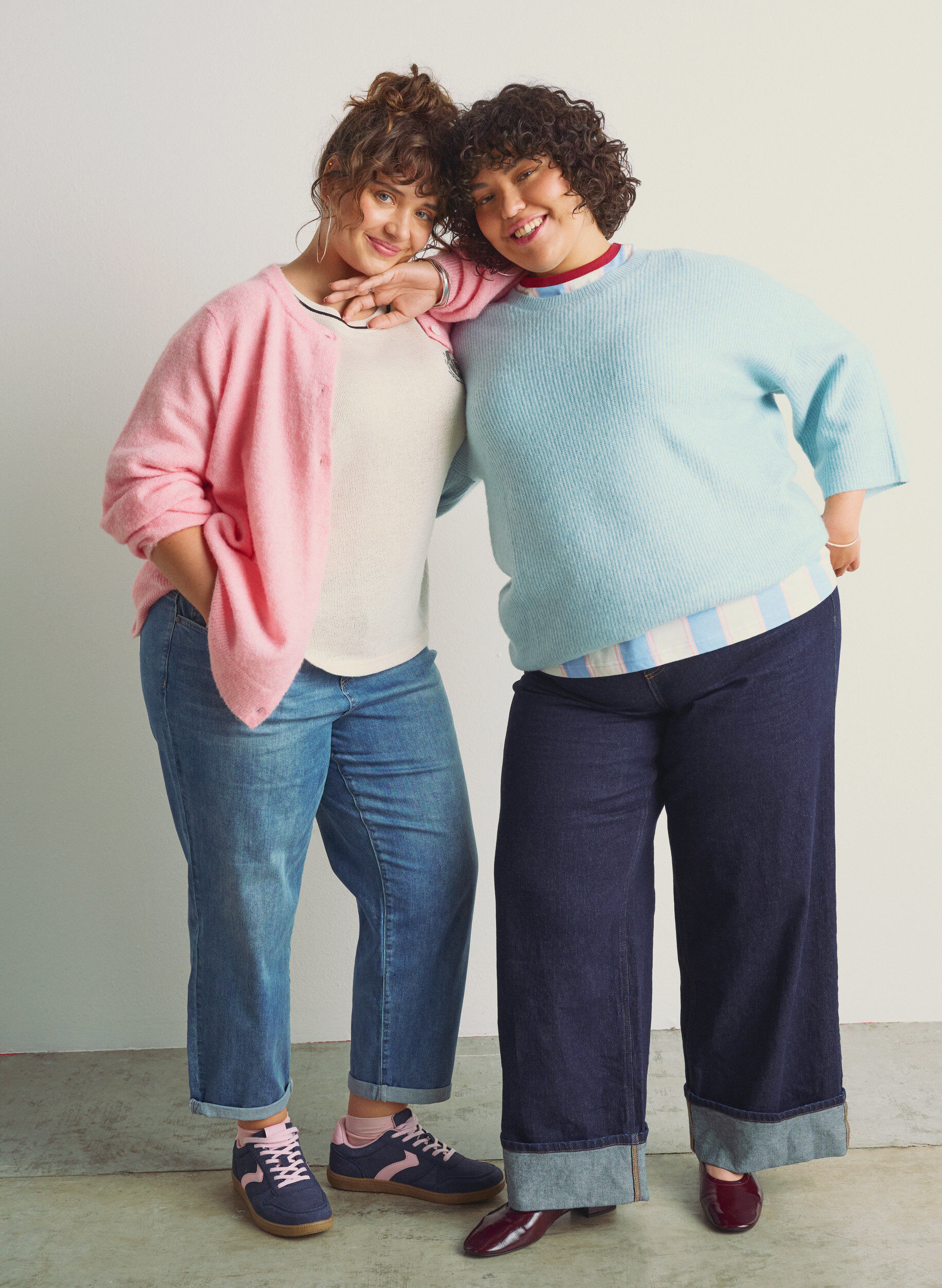 Zizzi L&oslash;s strikk med 3/4-ermer, Bl&aring;, Image image number 0