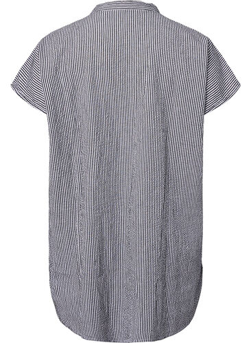 Kortermet bomullskjorte med striper, Black Stripe, Packshot image number 1