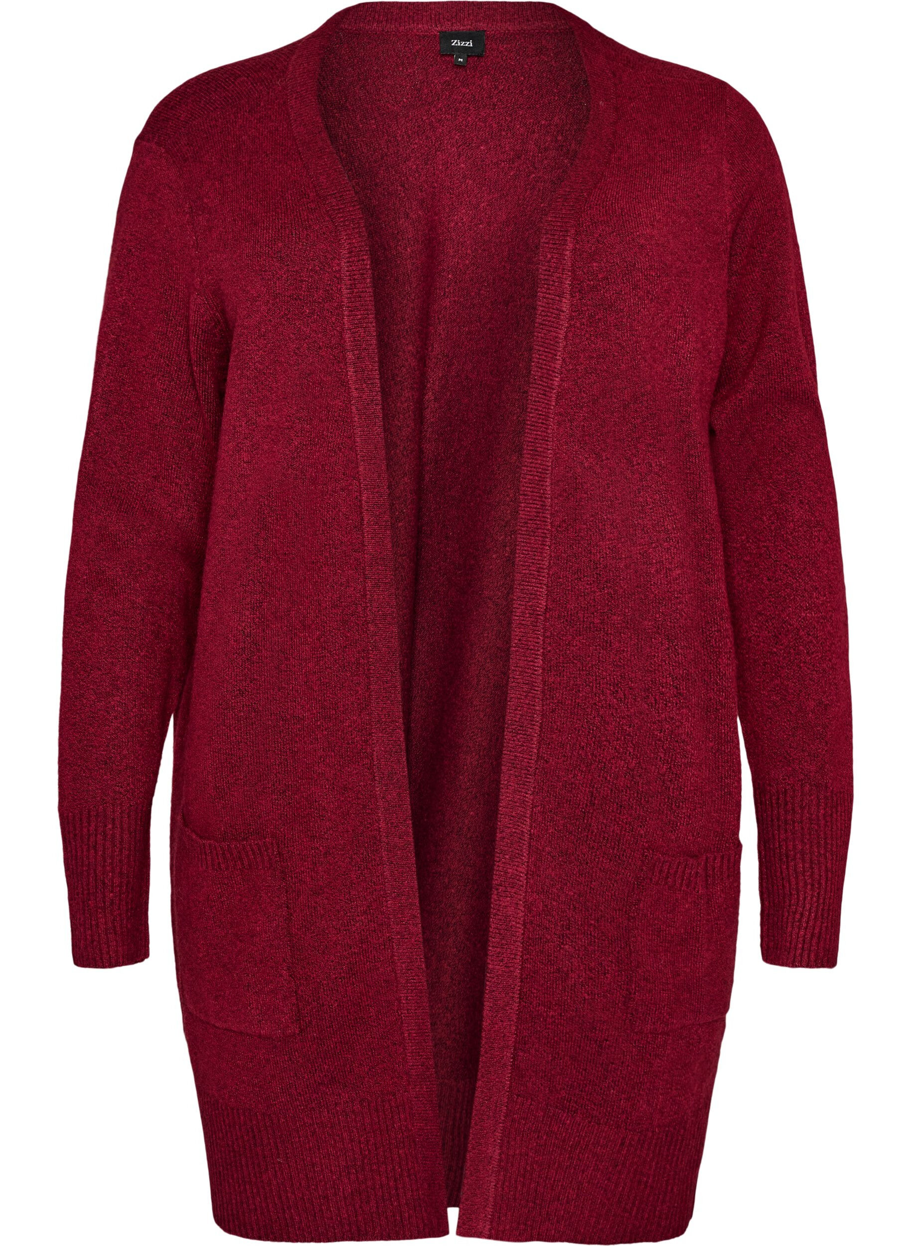 Ribbestrikket cardigan med lommer