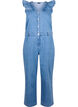 Jumpsuit i denim med volanger, Light Blue Denim, Packshot image number 0