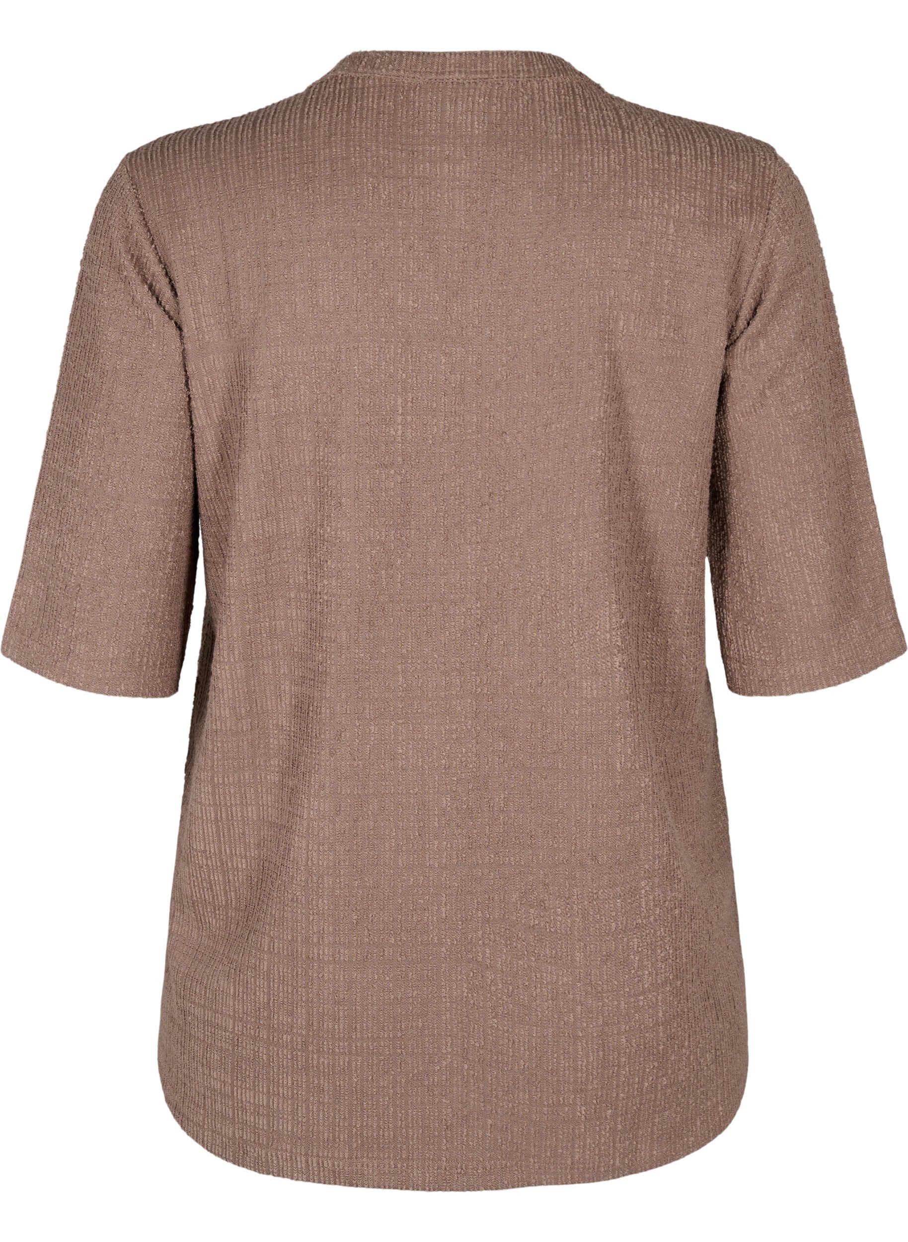 Zizzi Strukturert bluse med V-hals, Walnut, Packshot image number 1