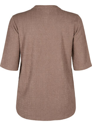 Zizzi Strukturert bluse med V-hals, Walnut, Packshot image number 1