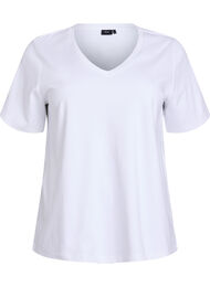 Basis V-hals T-skjorte i økologisk bomull, Bright White