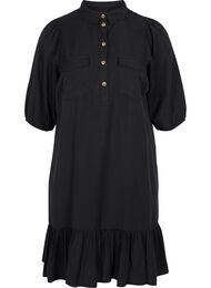Kjole med volangkant og 3/4-ermer, Black