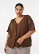 Bluse med tekstur og knytebelte, Brun, Model image number 0