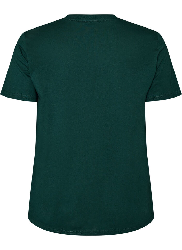 Basic T-skjorte i bomull med rund hals, Gr&oslash;nn, Packshot image number 1