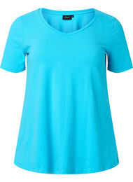 Ensfarget basis T-skjorte i bomull, Blue Atoll