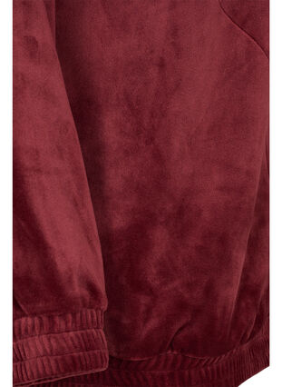 Velourcardigan med glidelås og hette, Cabernet, Packshot image number 3