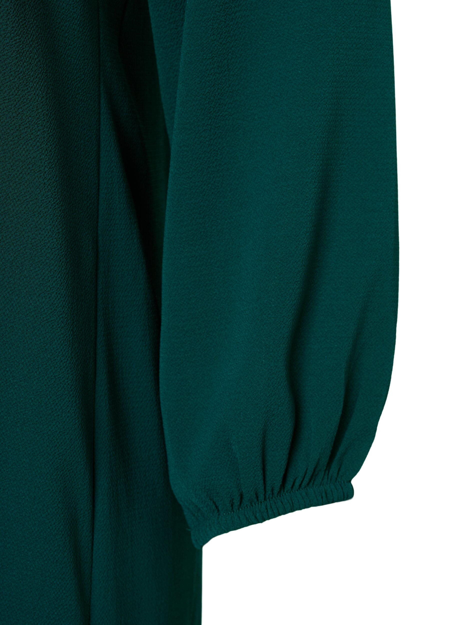 Zizzi Kjole med lange ermer og V-hals., Scarab, Packshot image number 3