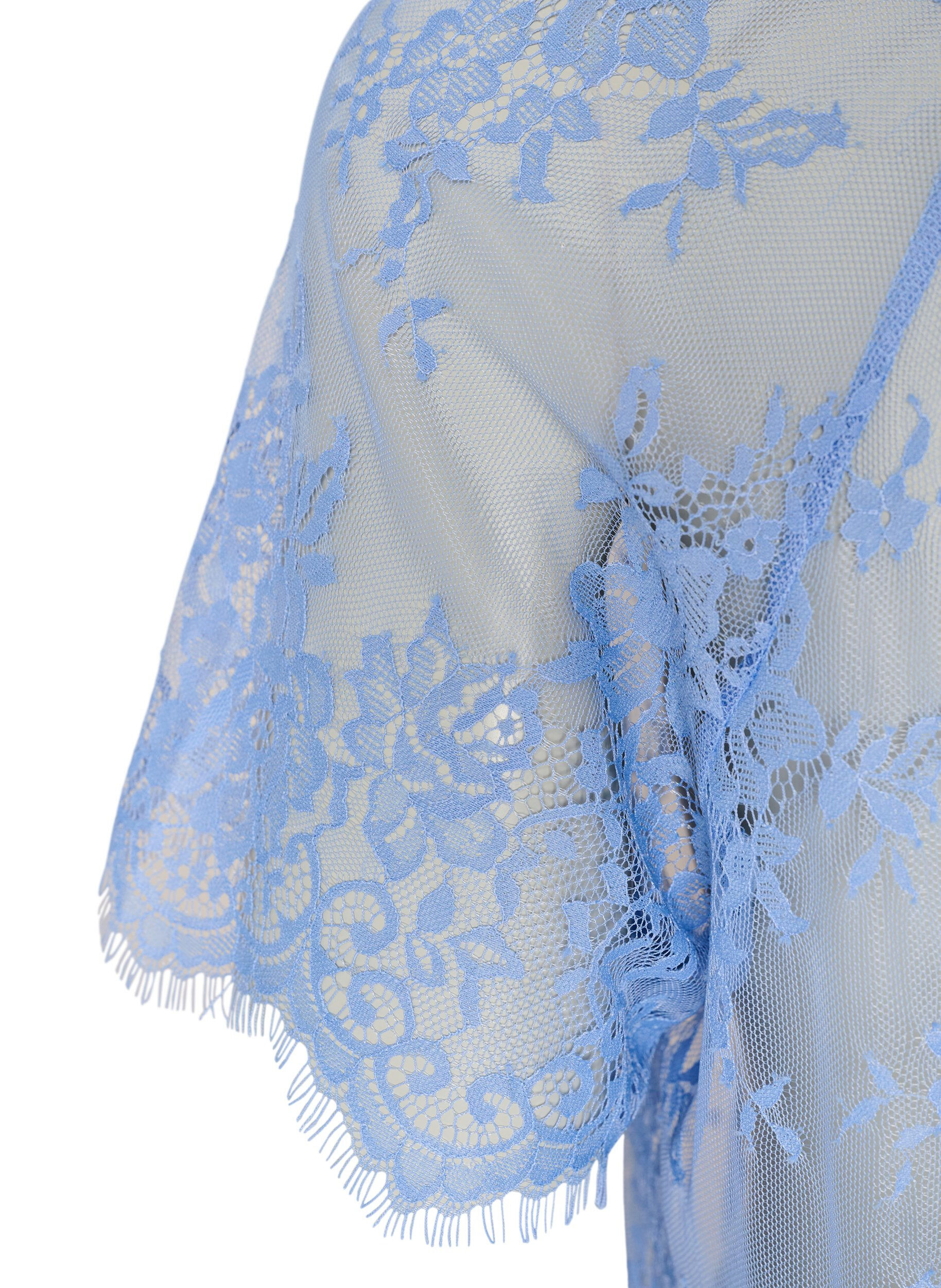ZizziKortermet bluse med blonder og knyting, Lilla, Packshot image number 3