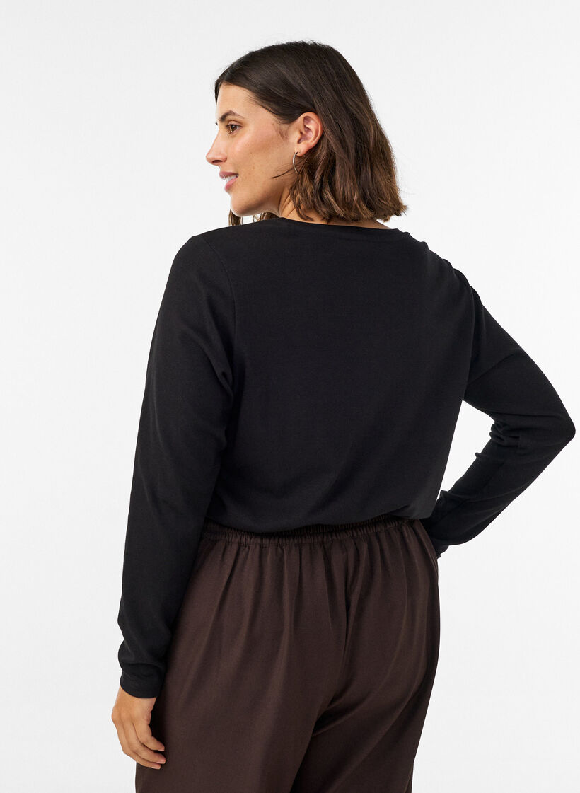 Langermet basis-T-skjorte med rund hals, Svart, Model image number 2