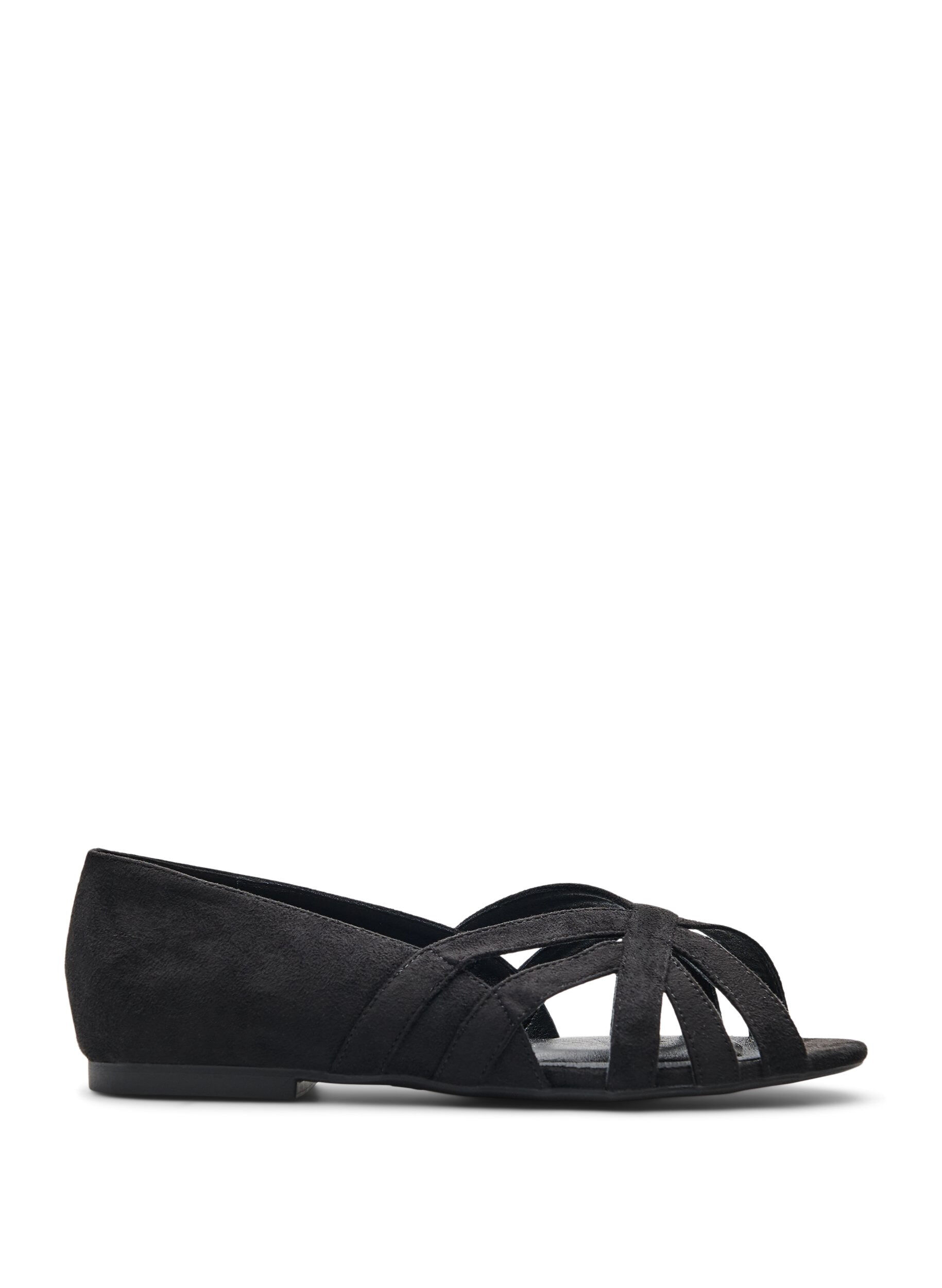 Extra Wide Fit - Ballerina i imitert semsket skinn med kryssede stropper