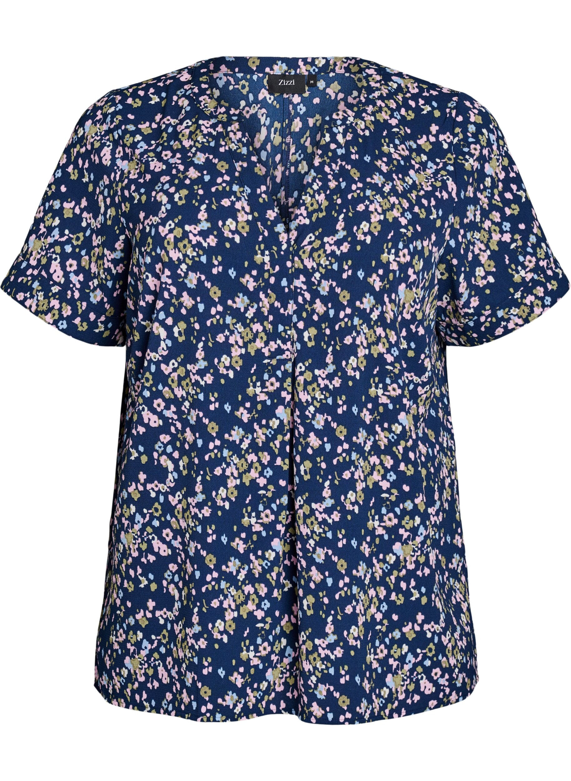 Kortermet bluse med v-utringning