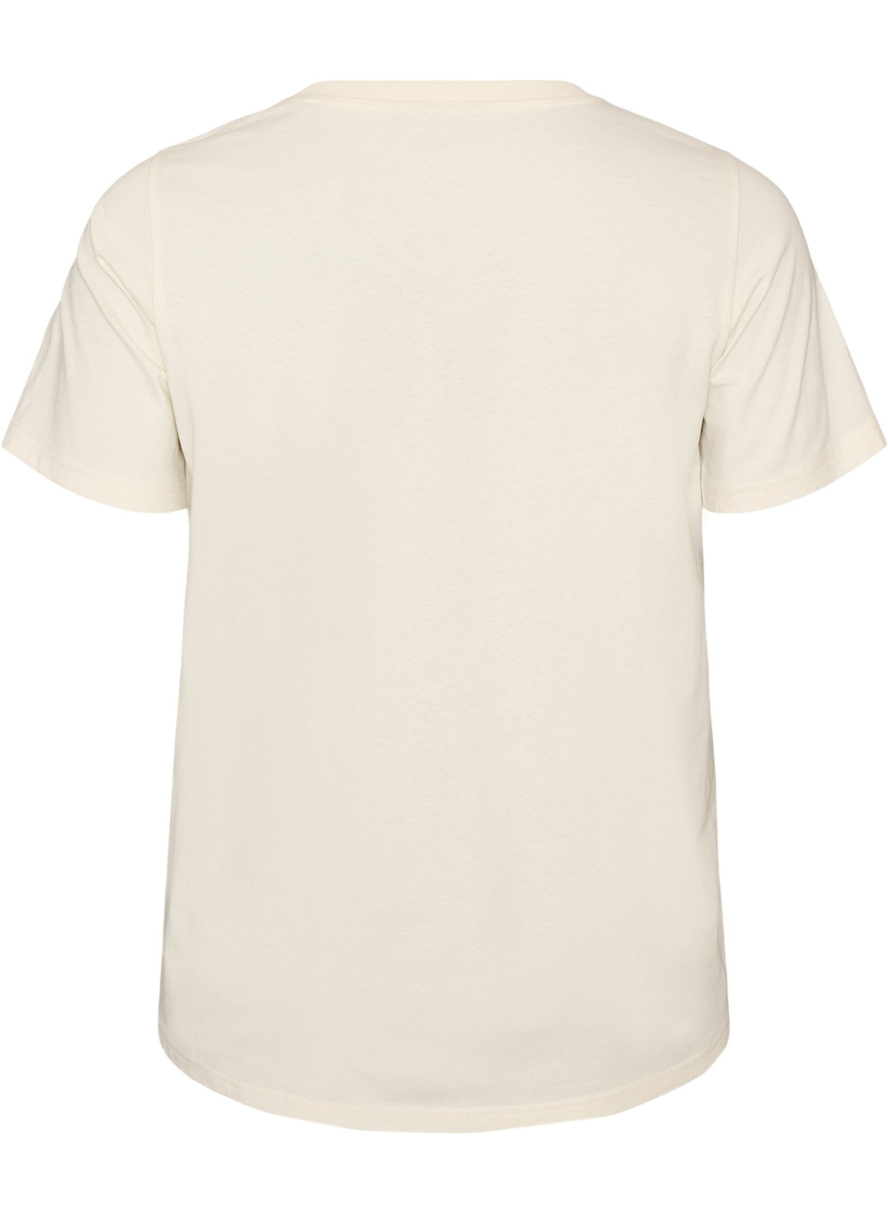 ZizziBomull T-skjorte med trykk, Vanilje, Packshot image number 1