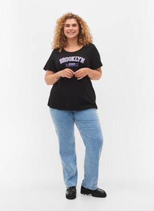T-skjorte i bomull med trykk, Black Brooklyn, Model image number 2