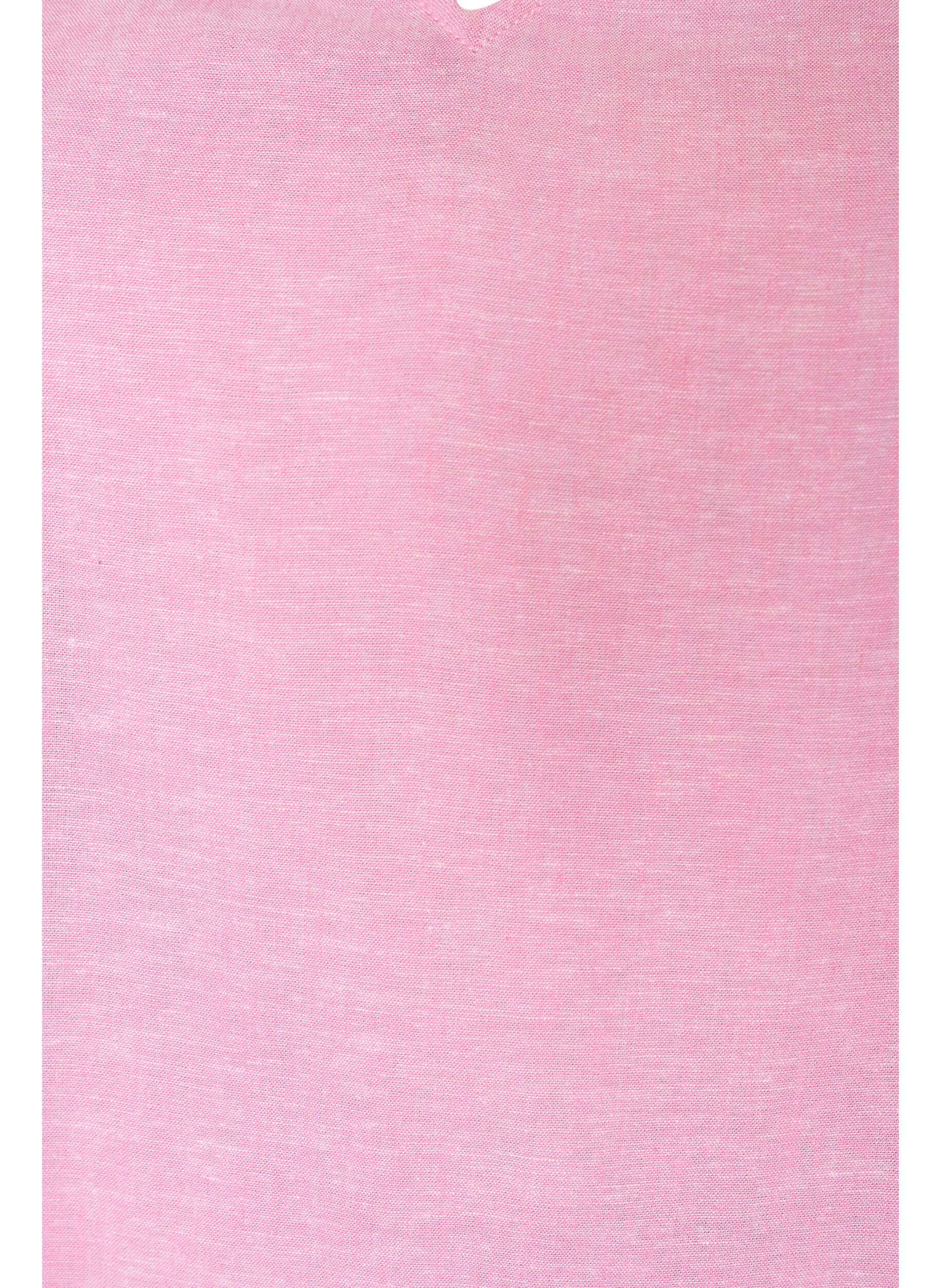ZizziBluse i viskose og lin med volangermer, Rosa, Packshot image number 2