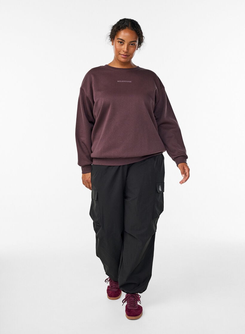 Genser med statement-detalj, Brun, Model image number 1