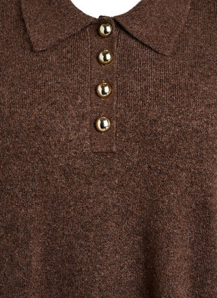 Zizzi Kort strikkekjole med poloskjorte-krage og knapper, Rain Drum Mel., Packshot image number 2