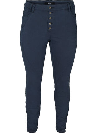 Tettsittende bukser med knappelukking, Dark Blue, Packshot image number 0