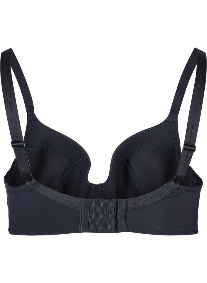 BH med bøyle, vattering og blonder, Black, Packshot image number 1