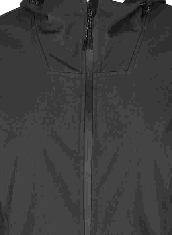Softshelljakke med hette og justerbar midje, Dark Grey Melange, Packshot image number 2
