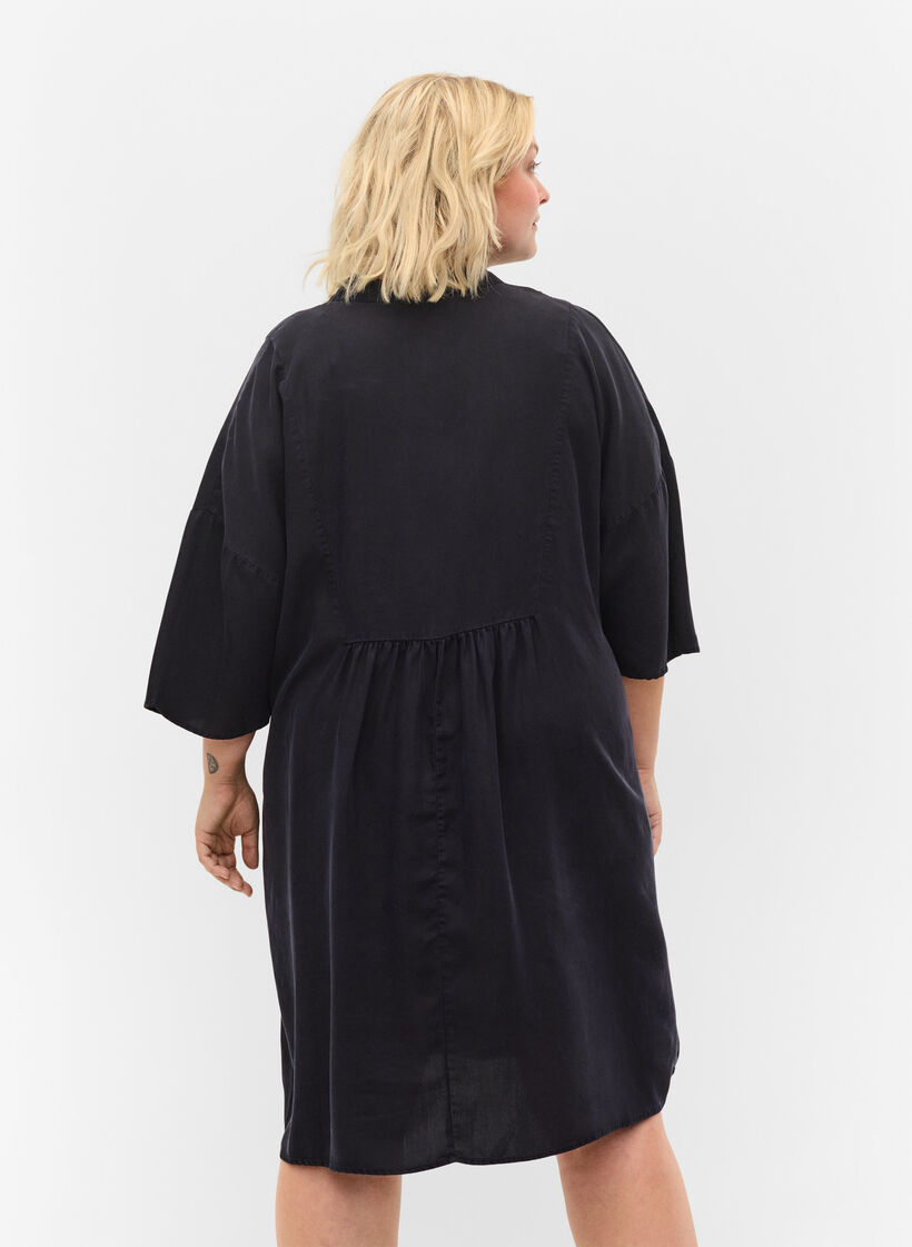 Kjole med 3/4-ermer i lyocell (TENCEL™), Black, Model image number 1