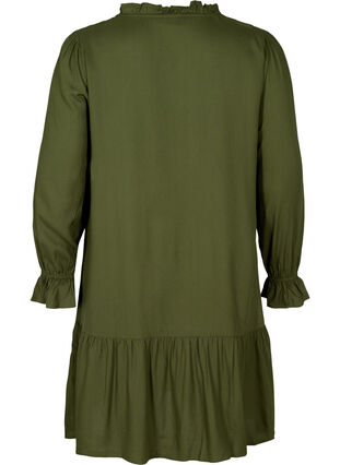 Kjole i viskose med knyting, Rifle Green, Packshot image number 1